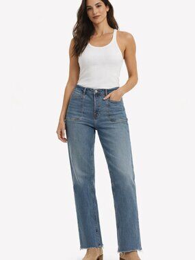 Frye Womens Jeans High Rise Straight leg Boho style, Size 32Wx25